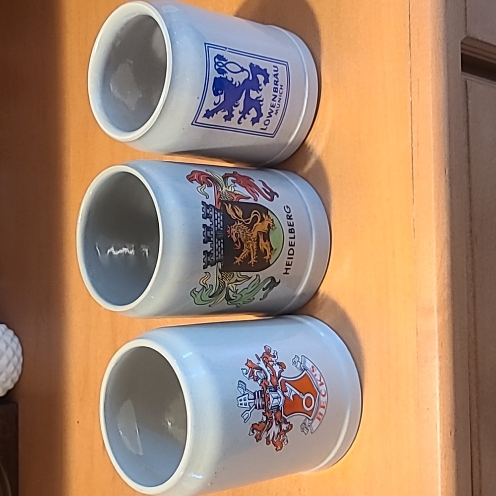 Vintage Lowenbrau, Heidelberg, Beck's .5L Stoneware Beer Stein Mug W. Germany.